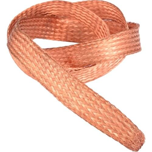 15mm Braided Copper Cable Flat Pure Copper Braid Cable Bare Copper Braid Wire Ground Lead For Connecting Ground Lead