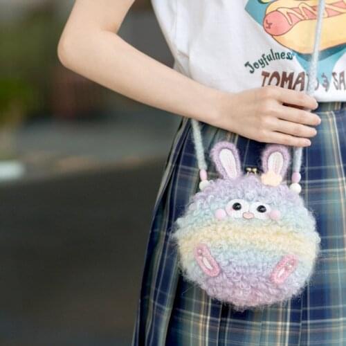 Crochet DIY Soft Little Monster Metal-opening Bag Material DIY Package Crochet Bags Cute Handmade Gift for Girls Children