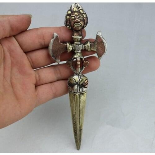 CHina viejos objetos religiosos-arma mágica de Buda Vajra Dorje Kingkong Aparato de rito budista, artesanías decorativas de met
