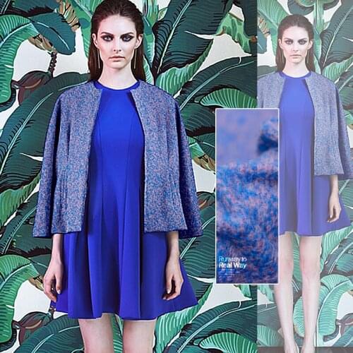 Pink and blue color circle super beautiful mix of color high-quality circle wool fabric characteristics clothing skirt fabric