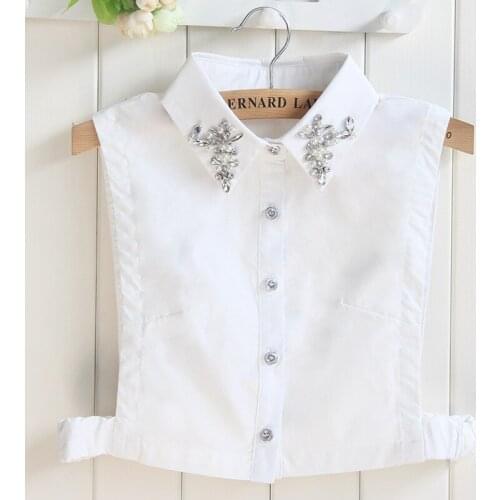 Korean Style False Collar Shirt Female Autumn Winter Half Vest Cotton Nail Bead Fake women Detachable Collars