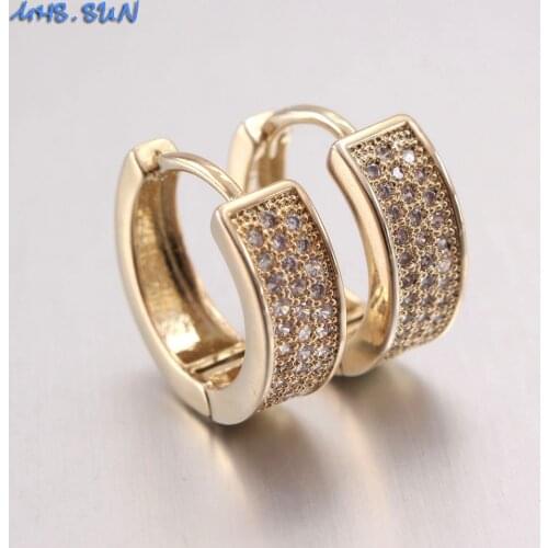MHS.SUN women cubic zircon jewelry trendy hoop earrings for party gold color luxury cz crystal earrings for girls dropship