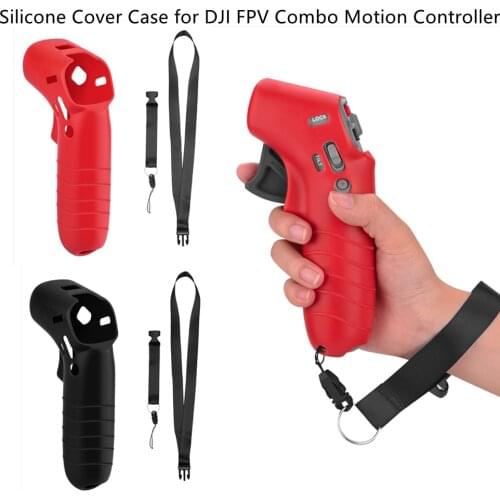 Silicone Cover Case for DJI FPV Combo Motion Controller Adjustable Lanyard Neck Strap Protective Skin for DJI Drone RC Accessory