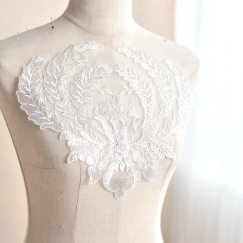 5Pieces 30X25cm New Style Vintage Flower Lace Edge Trim Wedding Bridal Dress Applique Sewing Craft Lace Appliques