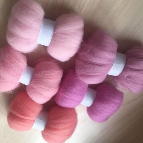 WFPFBEC pink felt wool for felting 6colors 10g/color total 60g