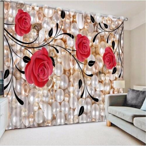 Red rose Digital Print 3D Blackout photo Blackout Window Drapes Luxury 3D Curtains For Living room Bed room Office Hotel Home