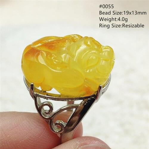 100% Natural Yellow Amber Gemstone Adjustable Ring 17x15mm 925 Sterling Silver Women Ring Oval Bead Healing Stone AAAAA
