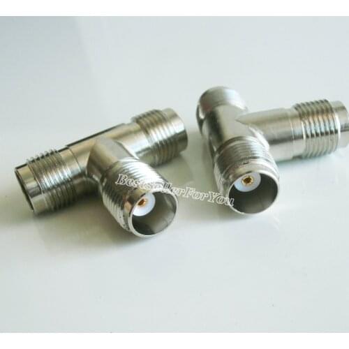 1Pcs TNC female to Dual female Tee Type Adapter 3 way RF Connector