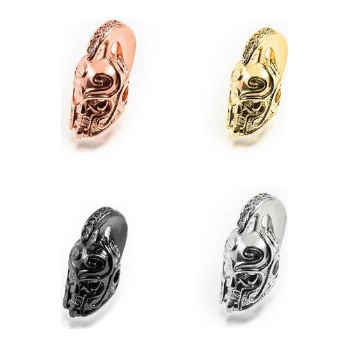 16*7mm warrior helmet crystal micro pave cz zircon cubic zirconia beads DIY Copper necklace charm bracelet connectors tdc43