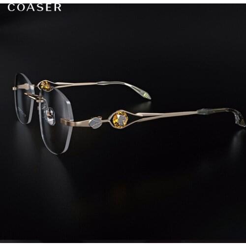 2020 Rimless Women Optical Glasses Frame For Super Light Diamond Eyeglasses Myopia Prescription Glasses Lenses Computer Glasses