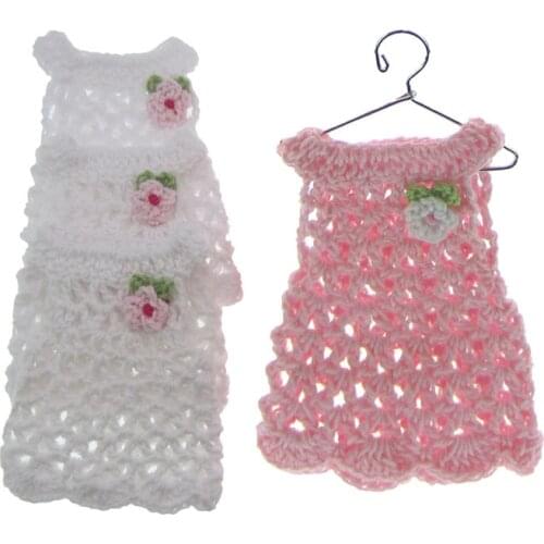 6/12Pcs Handmade Mini Crochet Knitting Longuette Fabric For Baby Shower Baptism Toy Dolls Crafts Table Party DIY Decorations