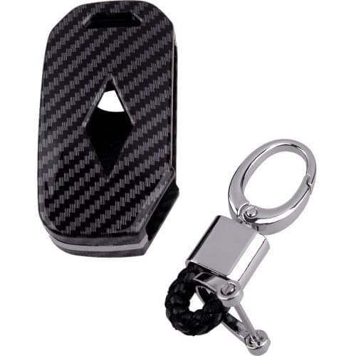 Car Carbon Fiber Style Key Fob Cover Shell Chain Fit For Kia Forte Telluride Soul Niro Plug-in Hybrid K3 K5 Optima Seltos 2021