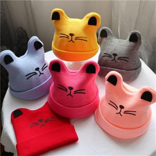 Brand New Soft Cute Cat Infant Toddler Baby Girl Boy Winter Warm Crochet Knit Hat Beanie Lovely Bunny Ear Cotton Cap