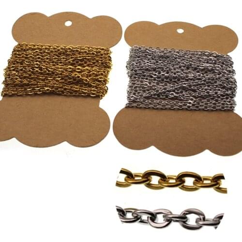 5m/lot Gold Silver Stainless Steel Link chains for Necklace Chain Bulk, cross chains for Jewelry Making Accessories DIY Chain