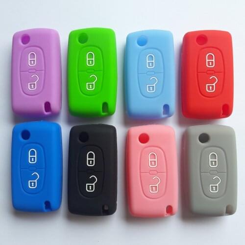 Remote key Cover 2 Buttons FOB Shell Silicone Holder Protect for CITROEN C2 C3 C4 C5 Berlingo Picasso For Peugeot 306 407 807