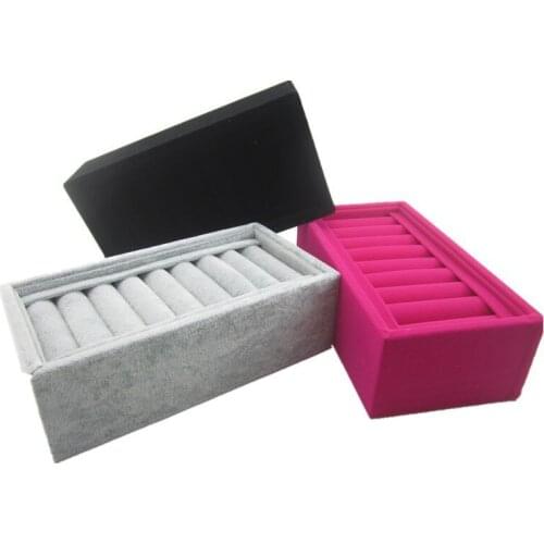 3 Colors Velvet Carrying Case Jewelry Ring Display Box Tray Holder Storage Box Organizer Case Box Christmas Gift