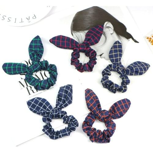 Rabbit Ears Hair Band Children Kids Hair Accessories Scrunchies Elastic Hair Band For Women Girl Rubber Band Solid Hair Rope