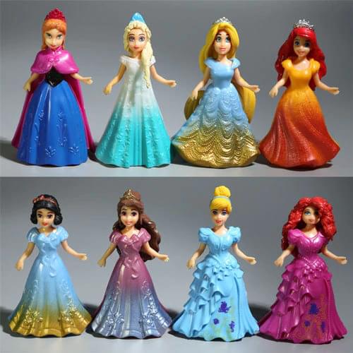 Disney Kid Toys 8pcs/Lot Fashion Cartoon Movies Anna Elsa Princess Action Figure Dolls For Kids Brinquedos Toys Juguetes