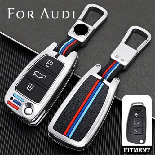 For Audi A1 A3 A4 A6 TT Q5 RS R8 2008-2012 Zinc Alloy Remote Start Car Key Fob Cover Case Holder Keychain Bag Auto Accessories