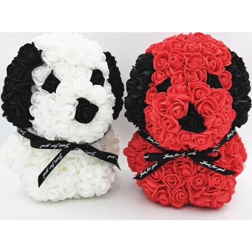 25cm Teddy Rose dog Artificial Flower Rose of dog Christmas Decoration for Home Valentines Women Mother 's Gifts Soap Foam dog
