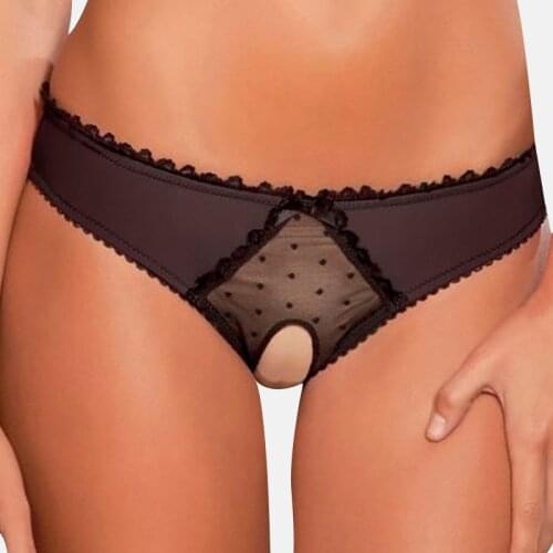 Hot Temptation Lace Thong Bow Open File Design Panties Super Sexy Ladies Panties Polka Dot Lace Charm Panties