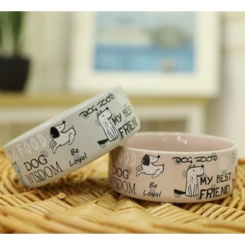 Dog Cat Bowls Ceramic Travel Cartoon Letter Cat Feeding Feeder Water Bowl For Pet Dog Cats Puppy Outdoor Food Dish