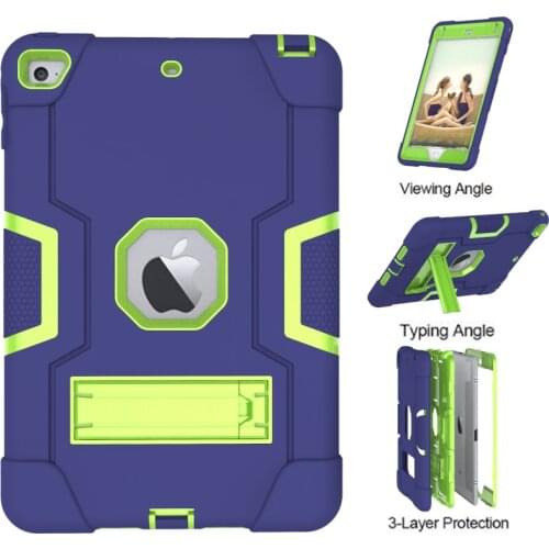 Soft Silicone+PC Kids Shockproof Funda Capa Cover For Apple iPad Mini 5 4 Mini5 Mini4 Coque Children Robot Hybrid Kickstand Case