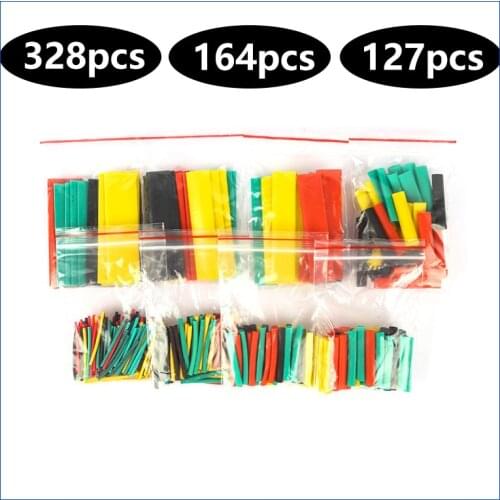 328pcs/164pcs/127pcs Heat Shrink Tube Kit Shrinking Assorted Polyolefin Insulation Sleeving Heat Shrink Tubing Wire Cable