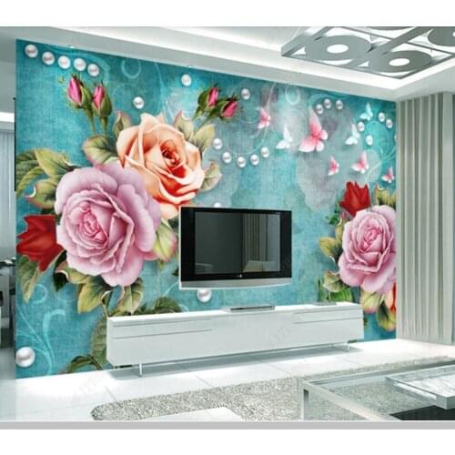 Papel de parede European style jewelry flower retro 3D wallpaper,living room tv background kitchen bedroom home decor