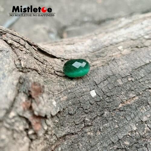 Mistletoe 925 Sterling Silver Faceted Fine Natural Green Cats Eyes Stone Bead Jewelry