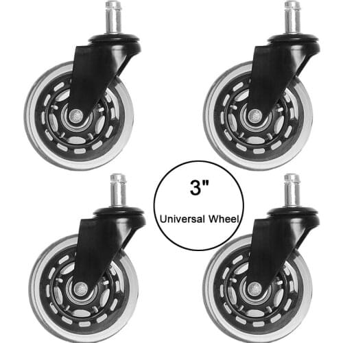 Wholesale 100PCS Replacement 3" Universal Mute Wheel Office Chair Caster 50KG Casters Rubber Soft Safe Roller Wheel GF235