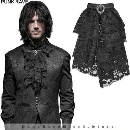 PUNK RAVE Men' Gothic Shirt Fancy Diamond Pendant Lace Ties Vintage Palace party Neckties Clothing Accessories Cravat