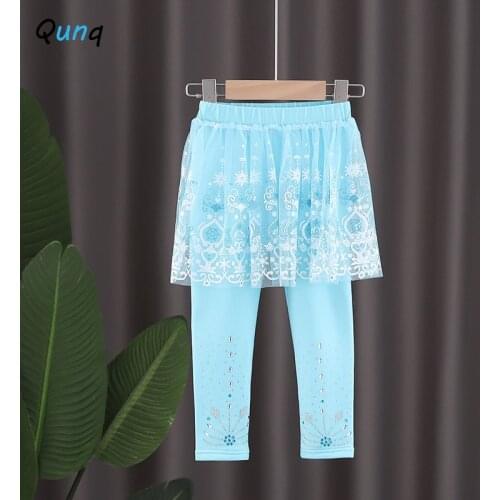 Thick Warm Winter Kids Leggings for Girls Mesh Spliced Toddler Children Skirt-Pant 2021 New Elastic Waist Kids Trousers