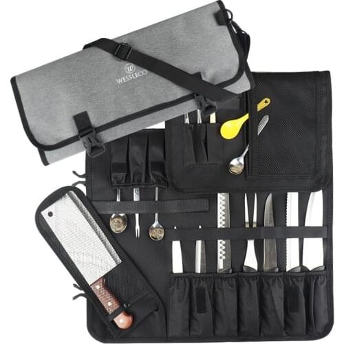 Portable Chef Knife Bag Kitchen Knife Roll Bag Carry Case Kitchen Cooking Chef Knife Carrying Storage Pockets Bag