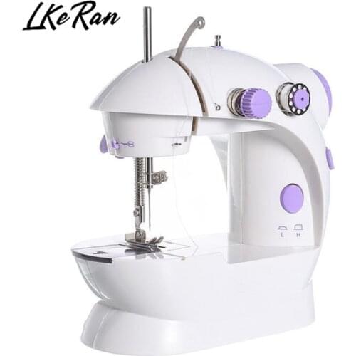 Mini Portable Sewing Machines At night Household Night Light Foot Pedal Cutter Light for Home Beginners Kids Purple