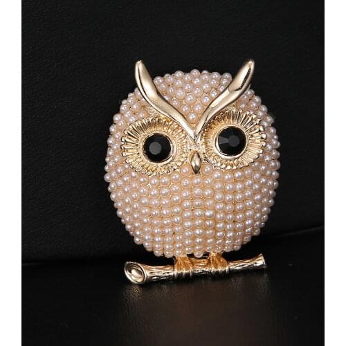 Lovely Pearl Owl Brooches Fashion Delicate Gold Silver Color Metal Bird Animal Party Casual Brooch Pins Good Gift for Women Kids