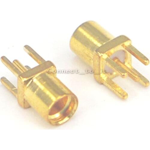 100 Pieces MMCX thru hole Jack female PCB Mount connector with solder post Center Solder PCB Mount