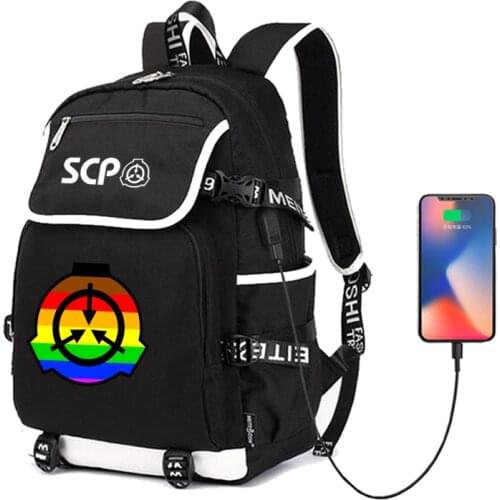 SCP Secure Contain Protect Backpack Rucksack Bag School Shoulder Bag Laptop Travel Bag Mochila GIFT with USB Port
