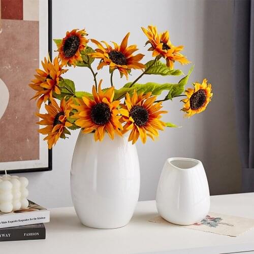 Nordic Decoration Home Flower Pots Decorative Living Room Decoration Ceramic Tabletop Vase White Vases Modern desk decoration