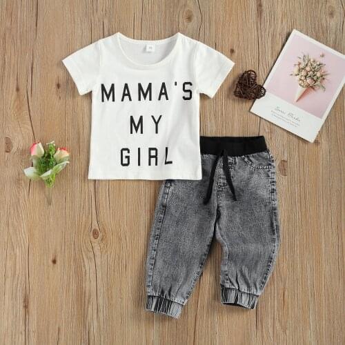 2Pcs Baby Summer Tracksuits Letter Print O-Neck Short Sleeves T-Shirt + Elastic Waist Casual Pants Suit for Toddler 0-3 Years