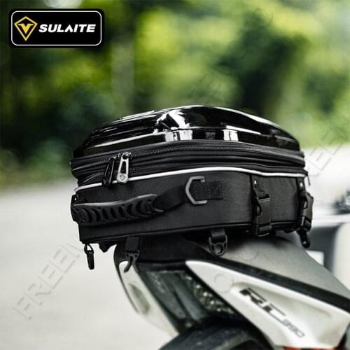 SULAITE Hard Shell Motorcycle Tail Bag Waterproof ABS Oxford cloth Motorbike Rear Back Seat Bags Motorcycle Backpack Bag Luggage