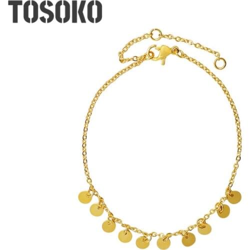 TOSOKO Stainless Steel Jewelry Special Custom 10 Small Round Brand Handmade Bracelet Women Fashion Bracelet BSE146