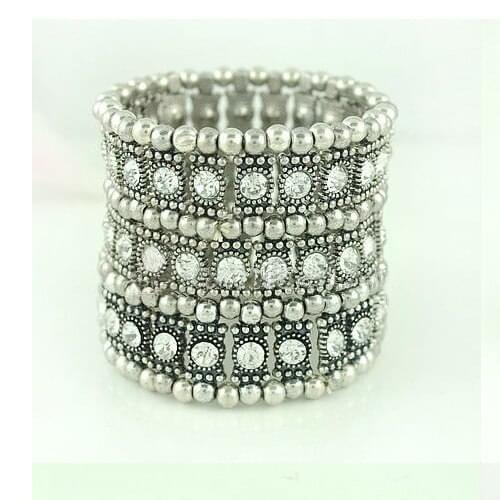 3 row strands bracelet multilayer Expandable Openable Stretch bangle Rhinestone Exaggeration wedding Party Cuff Chain Crystal