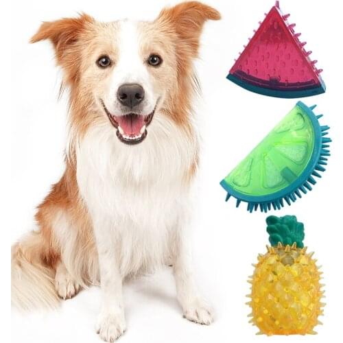Pet Bite-Resistant Molar Vocal Fruit Toy Plush Squeaky Toy Soft Cute Animals Chew Toy For Cleaning Grinding Teeth