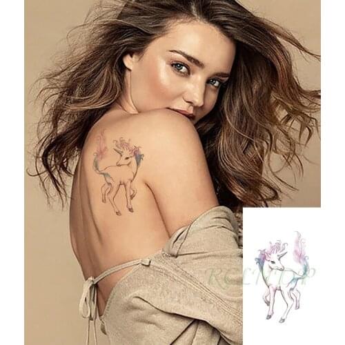 Waterproof Temporary Tattoo Sticker Cartoon Unicorn Horse Animal Flash Tatoo Fake Tatto Hand Arm Neck Body Art for Woman Men
