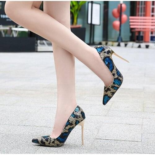 Bridal sequins New 2021 Women Pumps Pointed Toe 11cm High Thin Heels Bling Multi Colors Sexy Stylish Big Size 35-46 Party