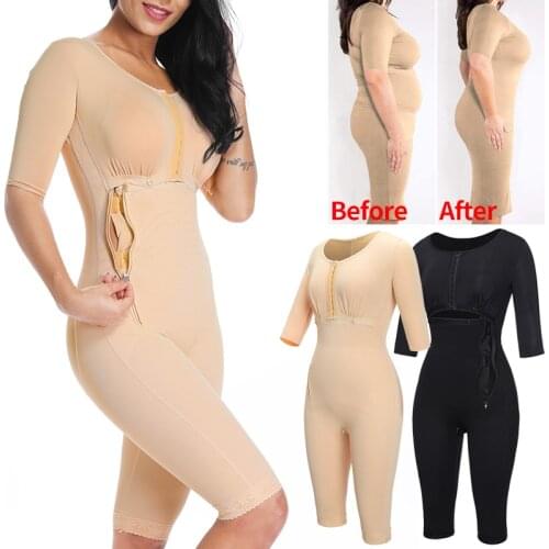 Women Shapewear Bodysuit Full Body Shaper with Sleeves 3 in 1 Post Surgery Firm Control Fajas Compression Garment Slim Corset