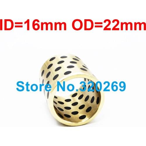 1PC JDB Oilless Impregnated Graphite Brass Copper Self Lubricant Embedded Bronze Bearing Bush ID 16Mm 16*22*15 16*22*20 16*22*30