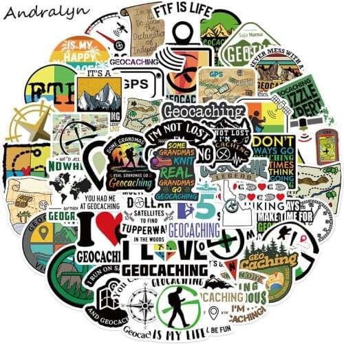 10/50Pcs Cool Outdoor Geocaching GPS Graffiti Stickers For Toys Laptop Guitar Luggage Skateboard Phone Bike Car Waterproof Decal