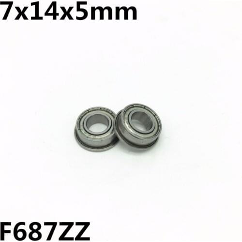 10Pcs F687ZZ 7x14x5 mm Flange Bearings Deep Groove Ball Bearing High Quality F687